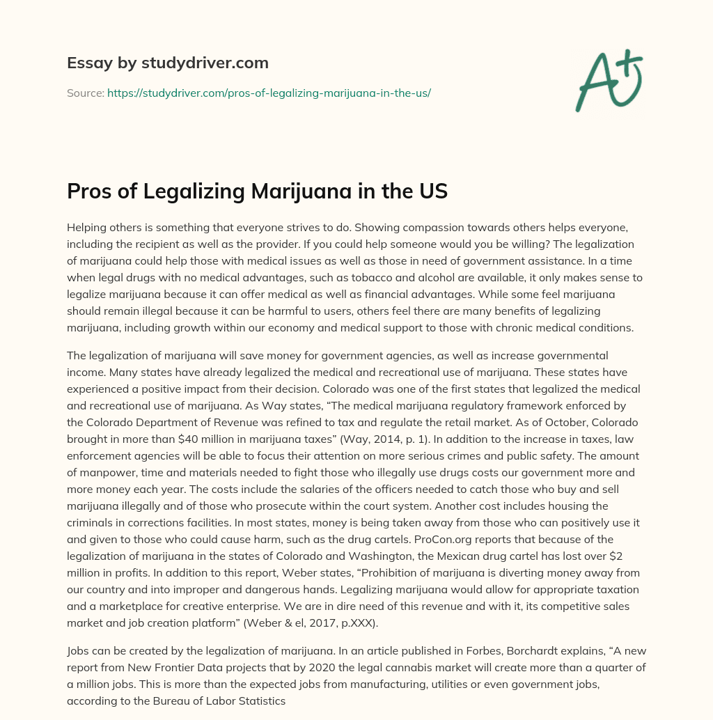 Pros of Legalizing Marijuana in the US essay