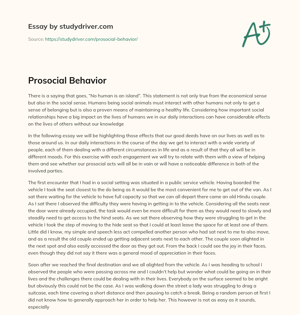 Prosocial Behavior essay