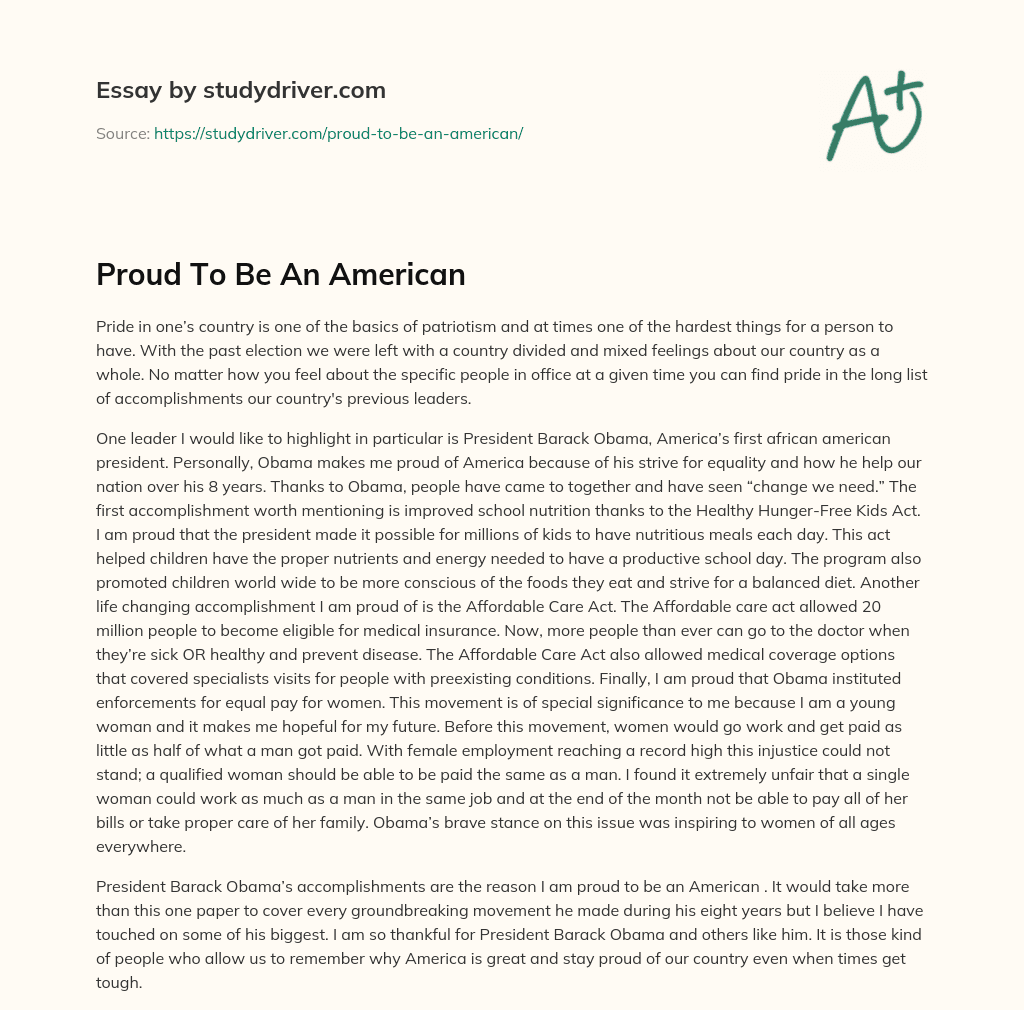 Proud to be an American essay