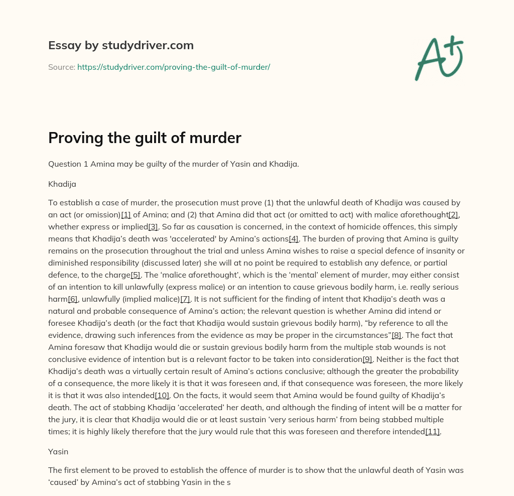 Proving the Guilt of Murder essay