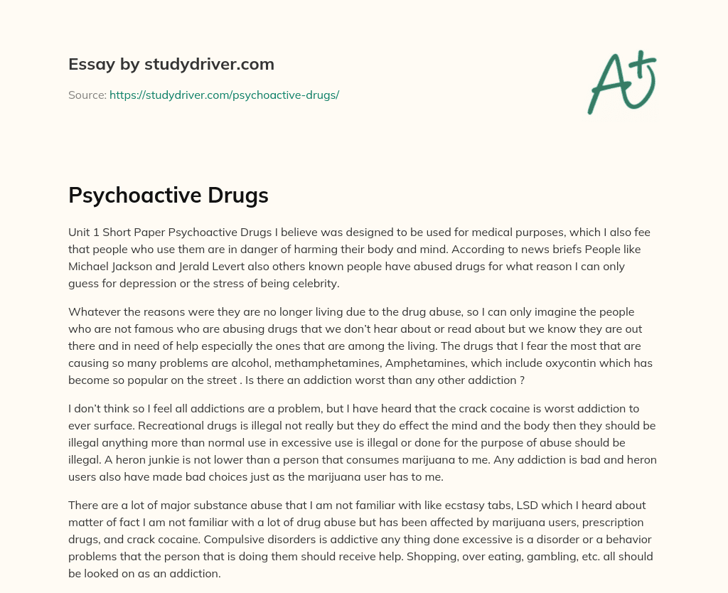 Psychoactive Drugs essay