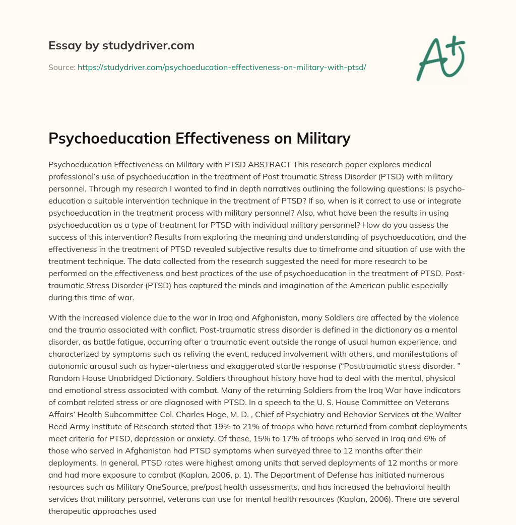 Psychoeducation Effectiveness on Military essay