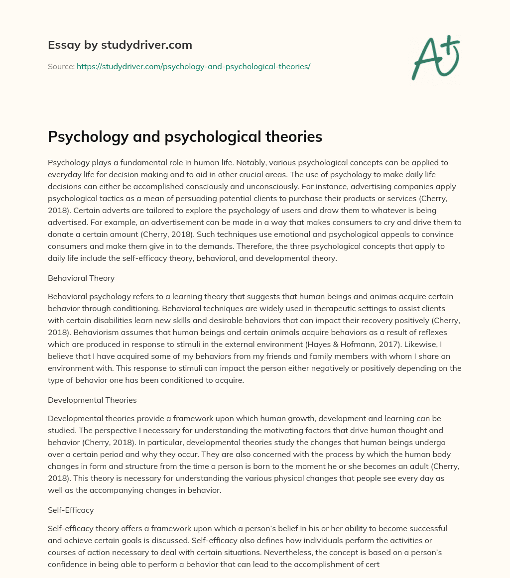 Psychology and Psychological Theories essay
