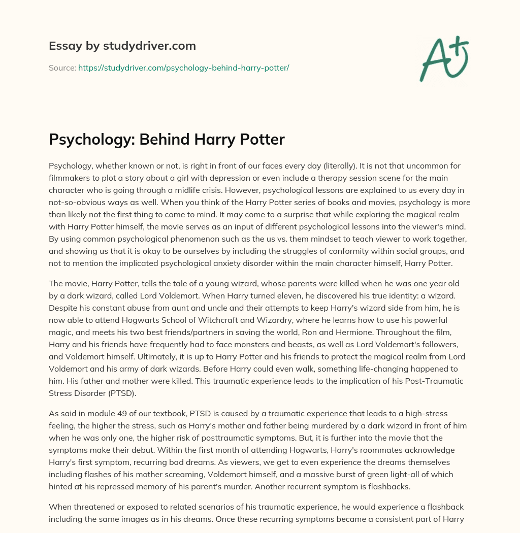 Psychology: Behind Harry Potter essay