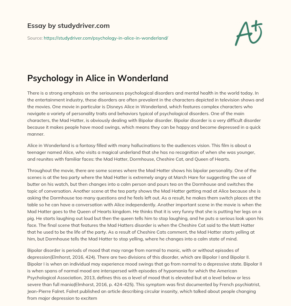 Psychology in Alice in Wonderland essay