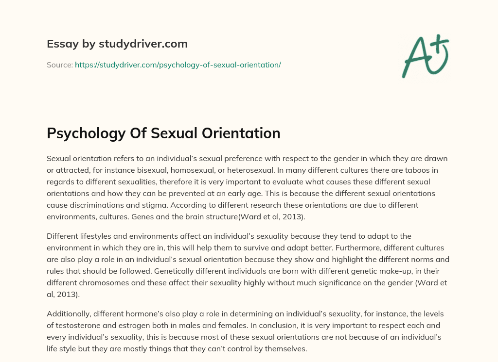 Psychology of Sexual Orientation essay