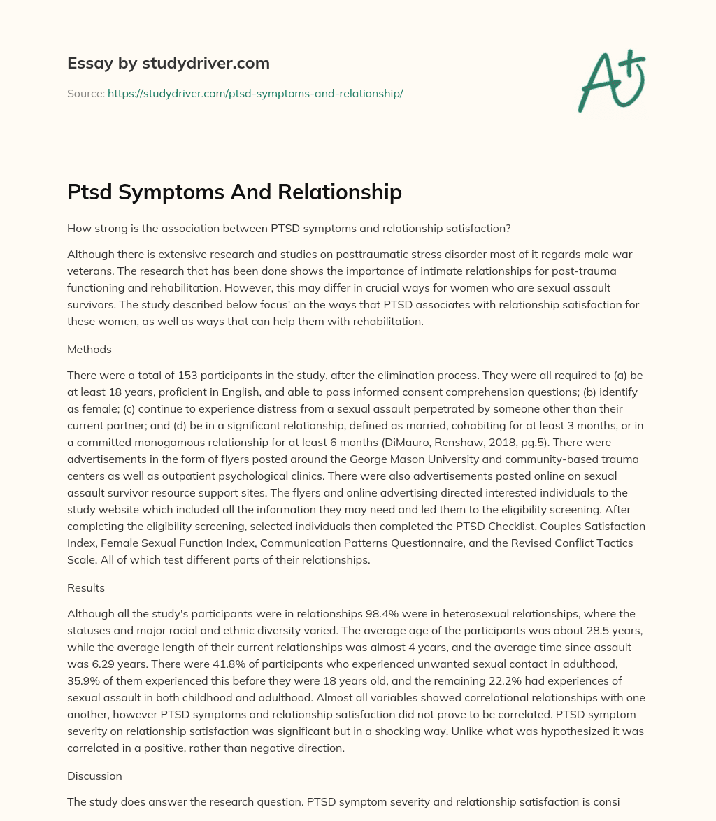 Ptsd Symptoms and Relationship essay