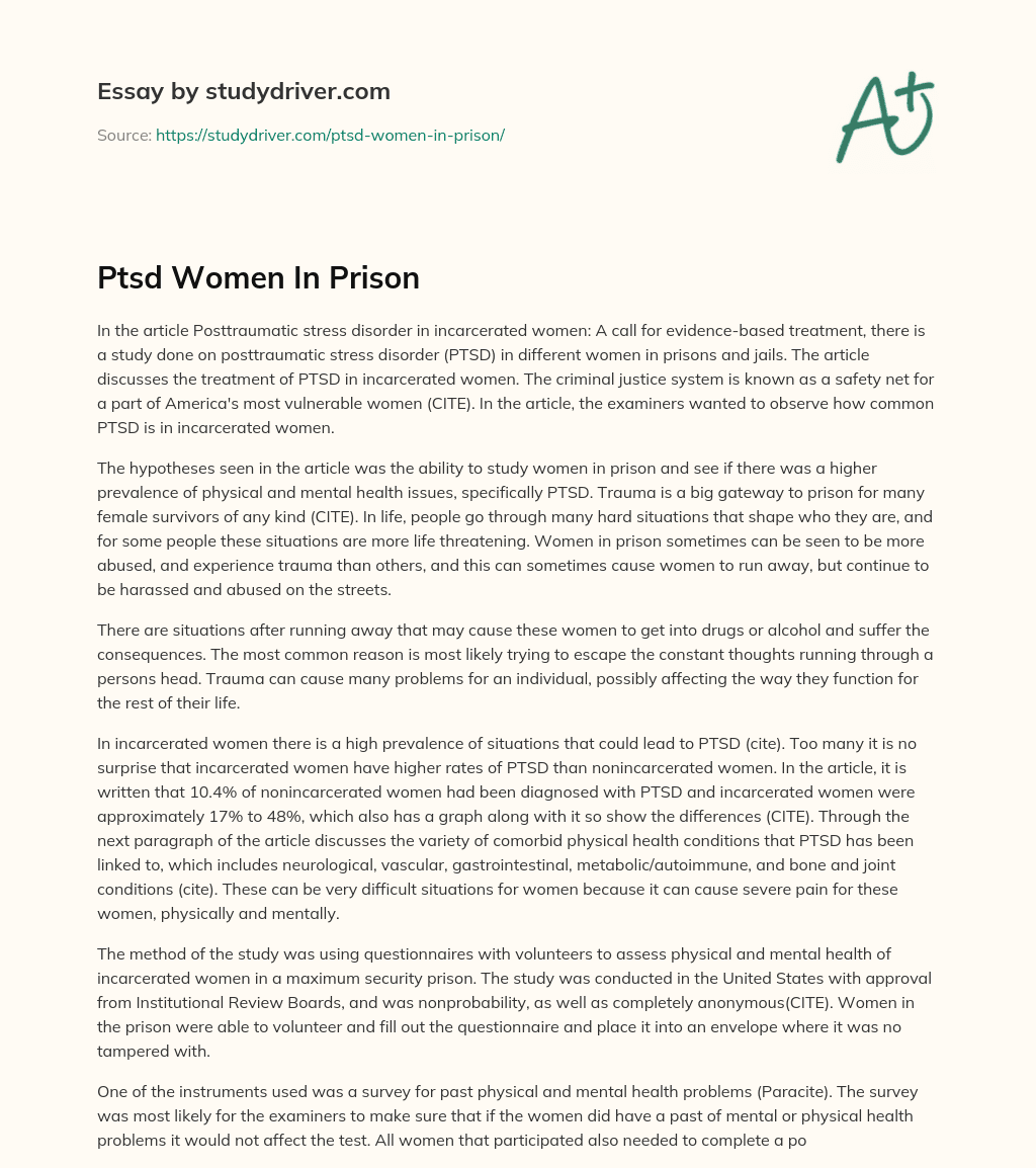 Ptsd Women in Prison essay