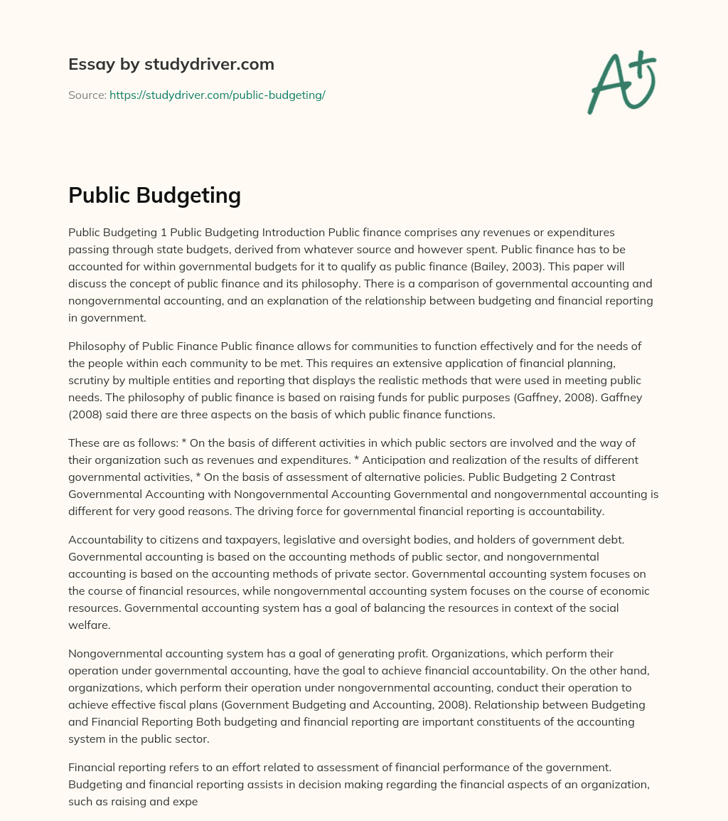 Public Budgeting essay