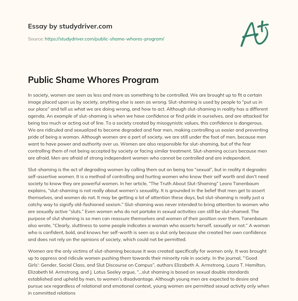 Public Shame Whores Program essay