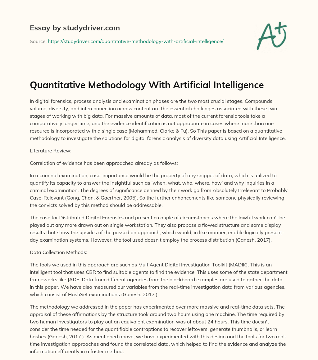 Quantitative Methodology with Artificial Intelligence essay