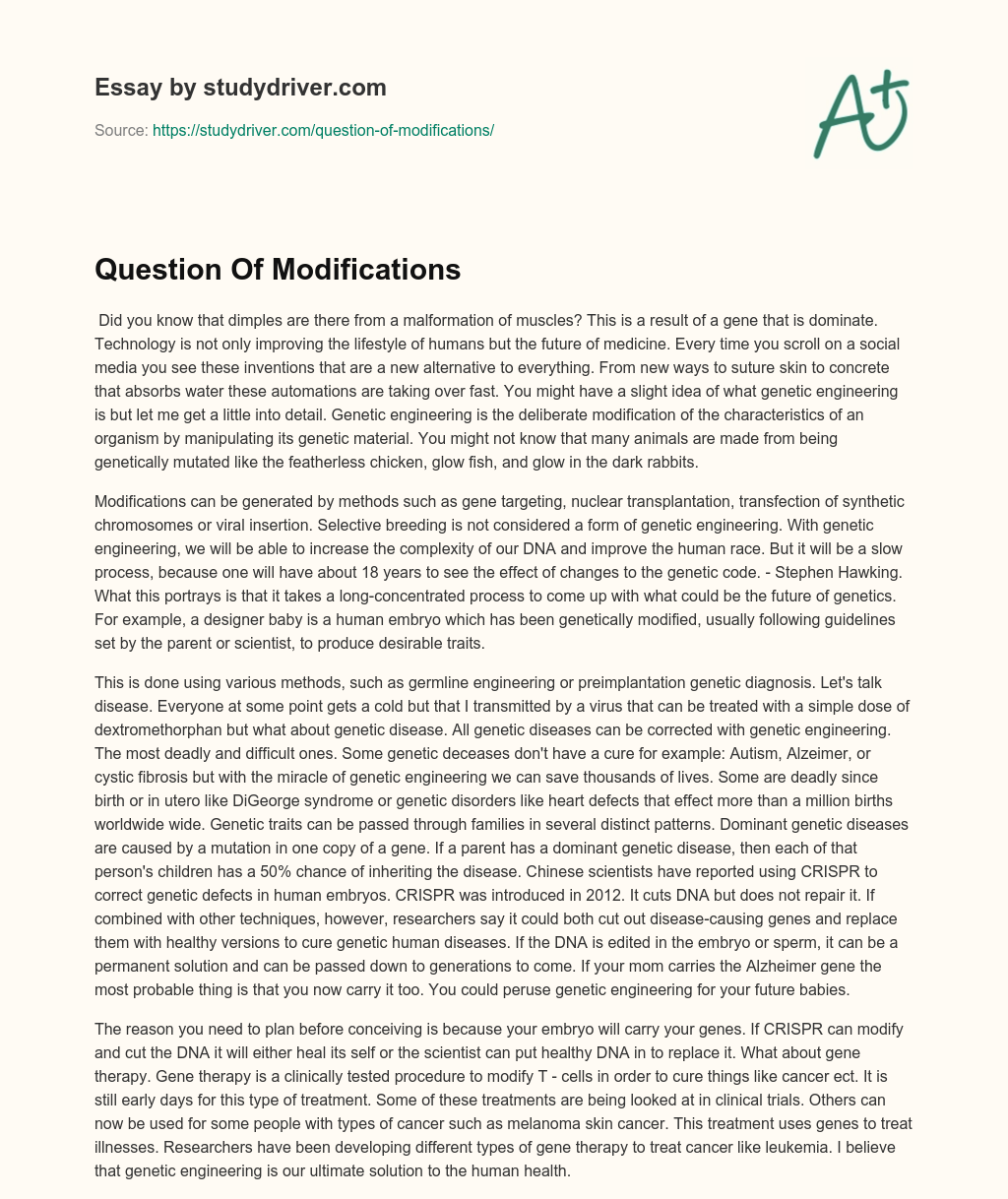 Question of Modifications essay