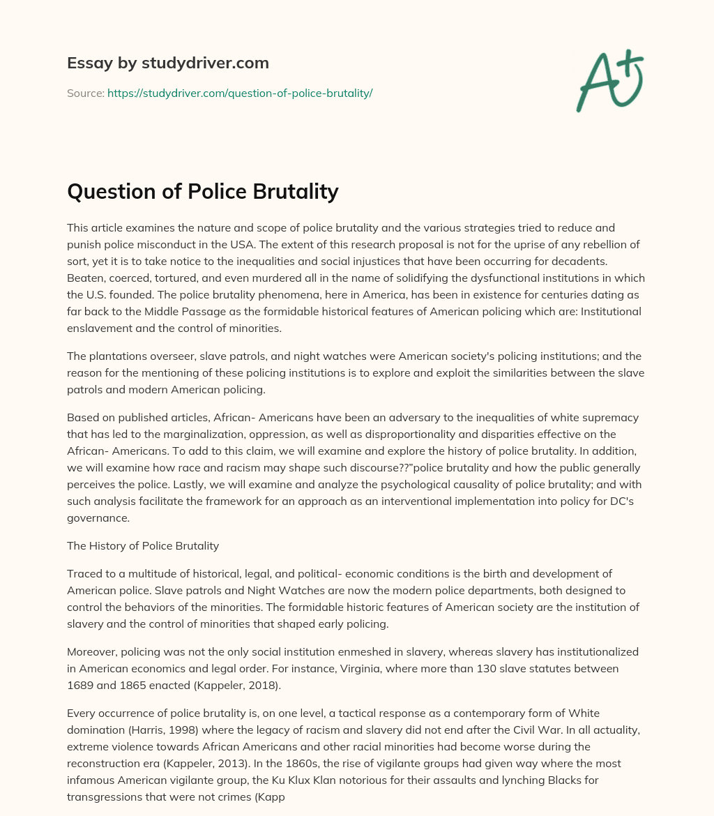Question of Police Brutality essay