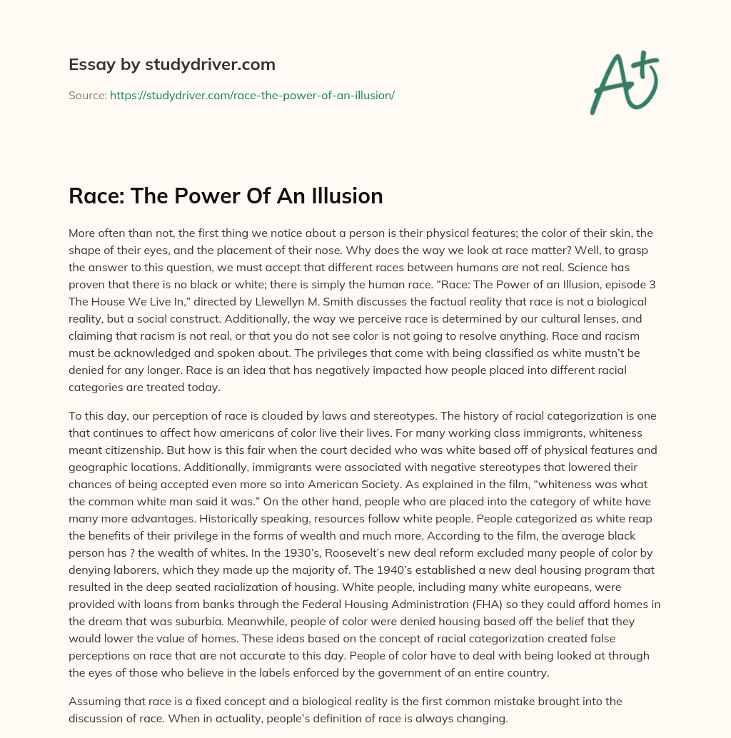Race: the Power of an Illusion essay