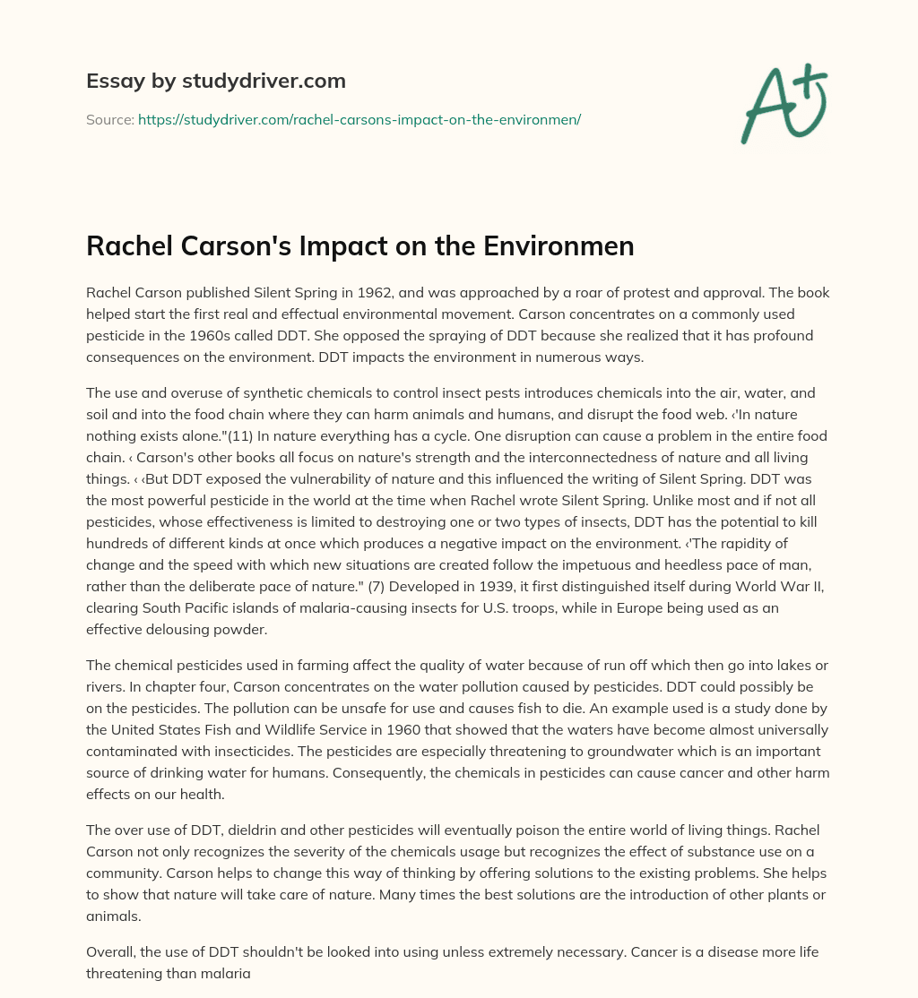 Rachel Carson’s Impact on the Environmen essay