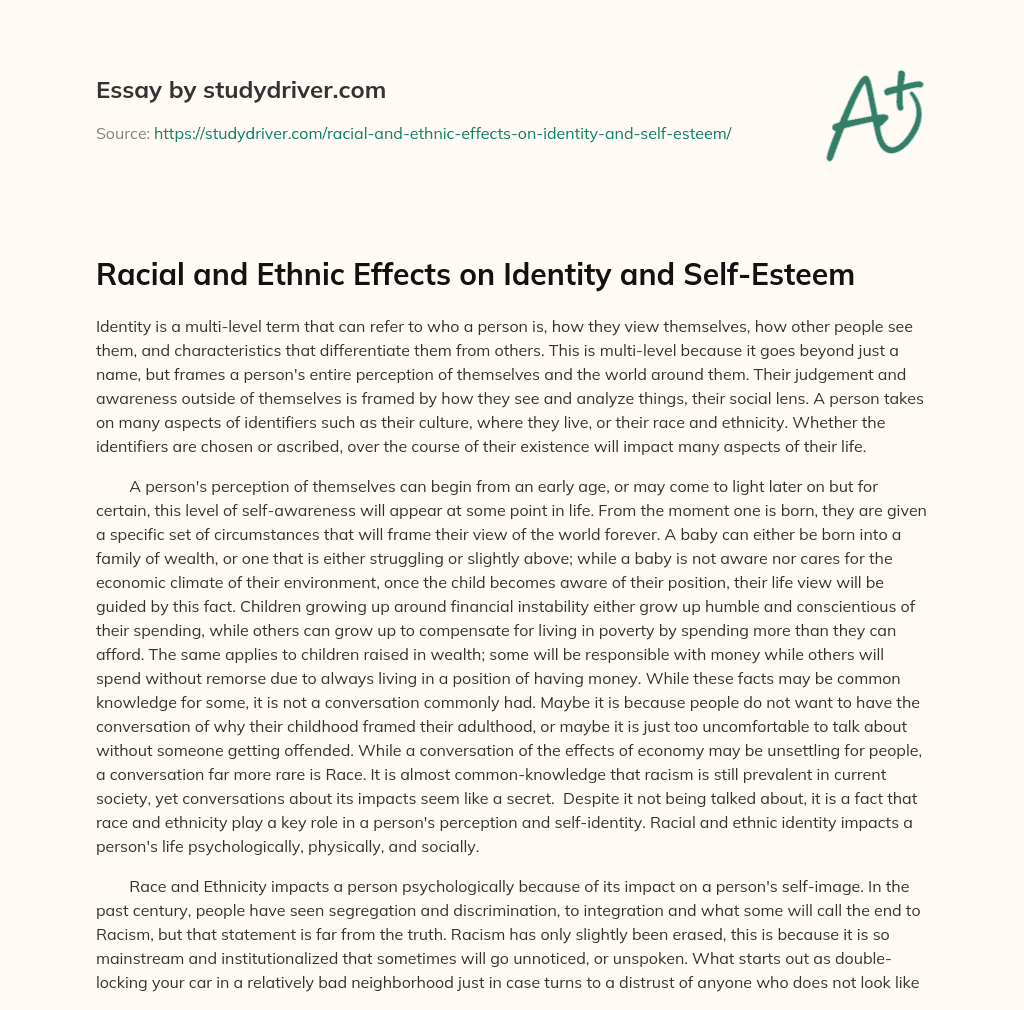 Racial and Ethnic Effects on Identity and Self-Esteem essay