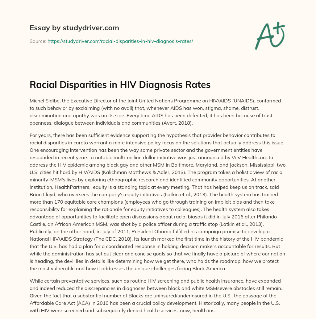 Racial Disparities in HIV Diagnosis Rates essay
