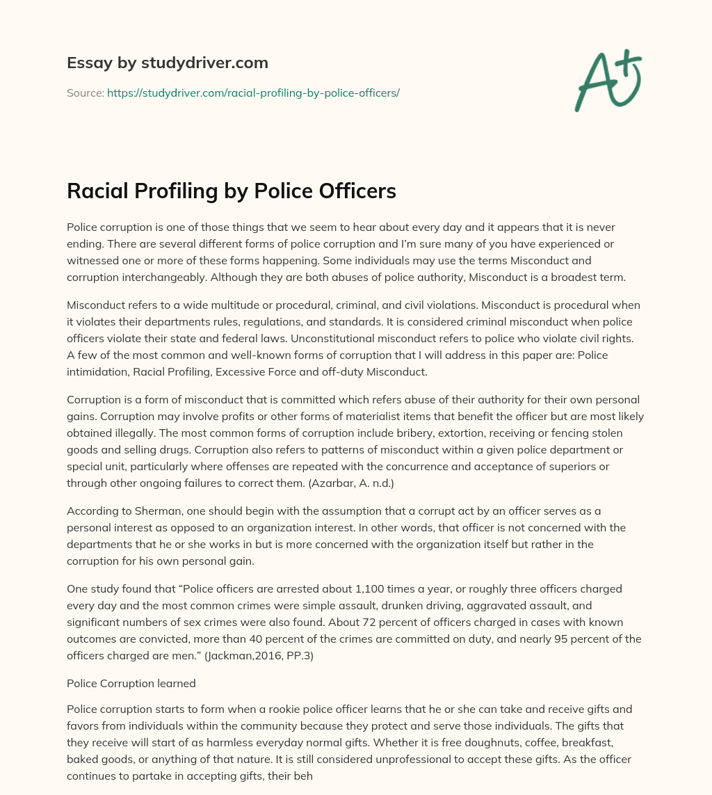Racial Profiling by Police Officers essay