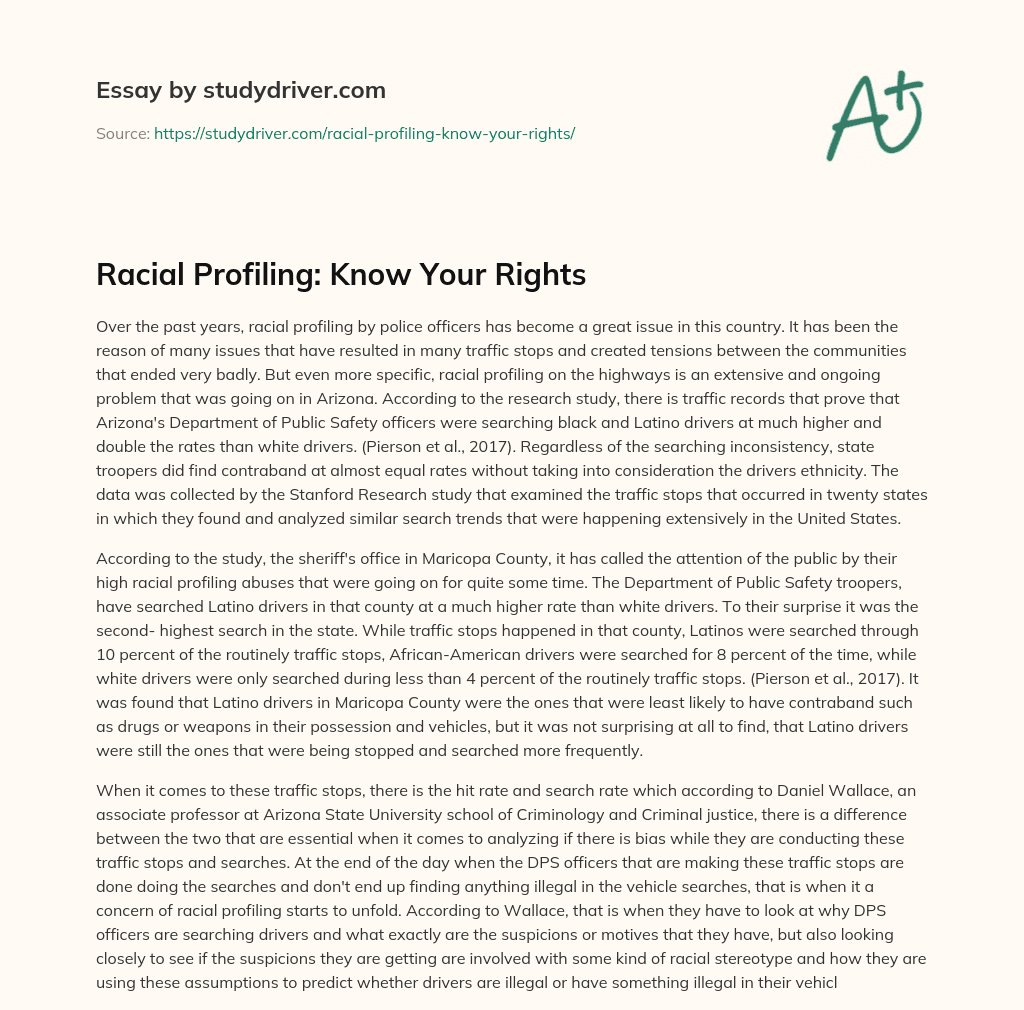 Racial Profiling: Know your Rights essay