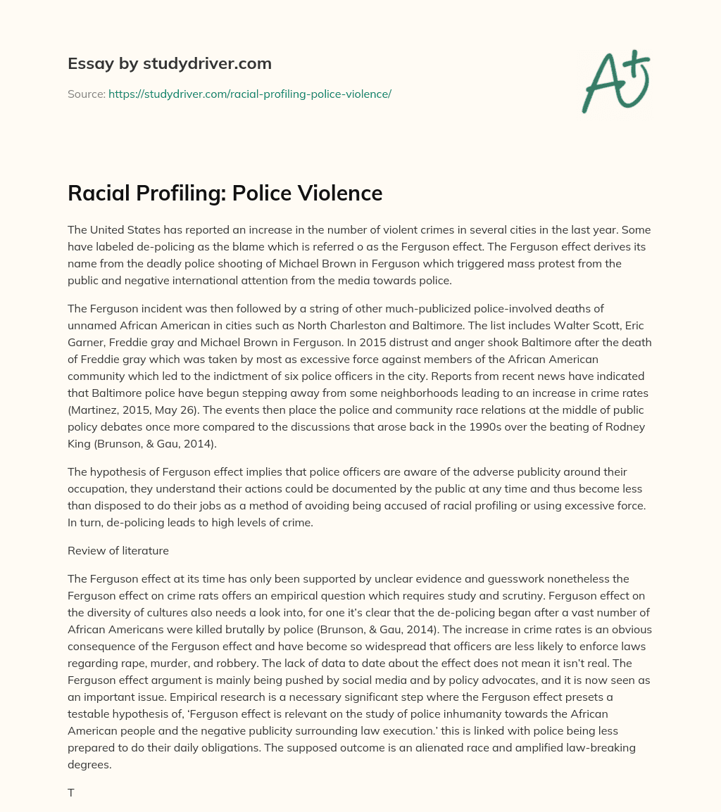 Racial Profiling: Police Violence essay