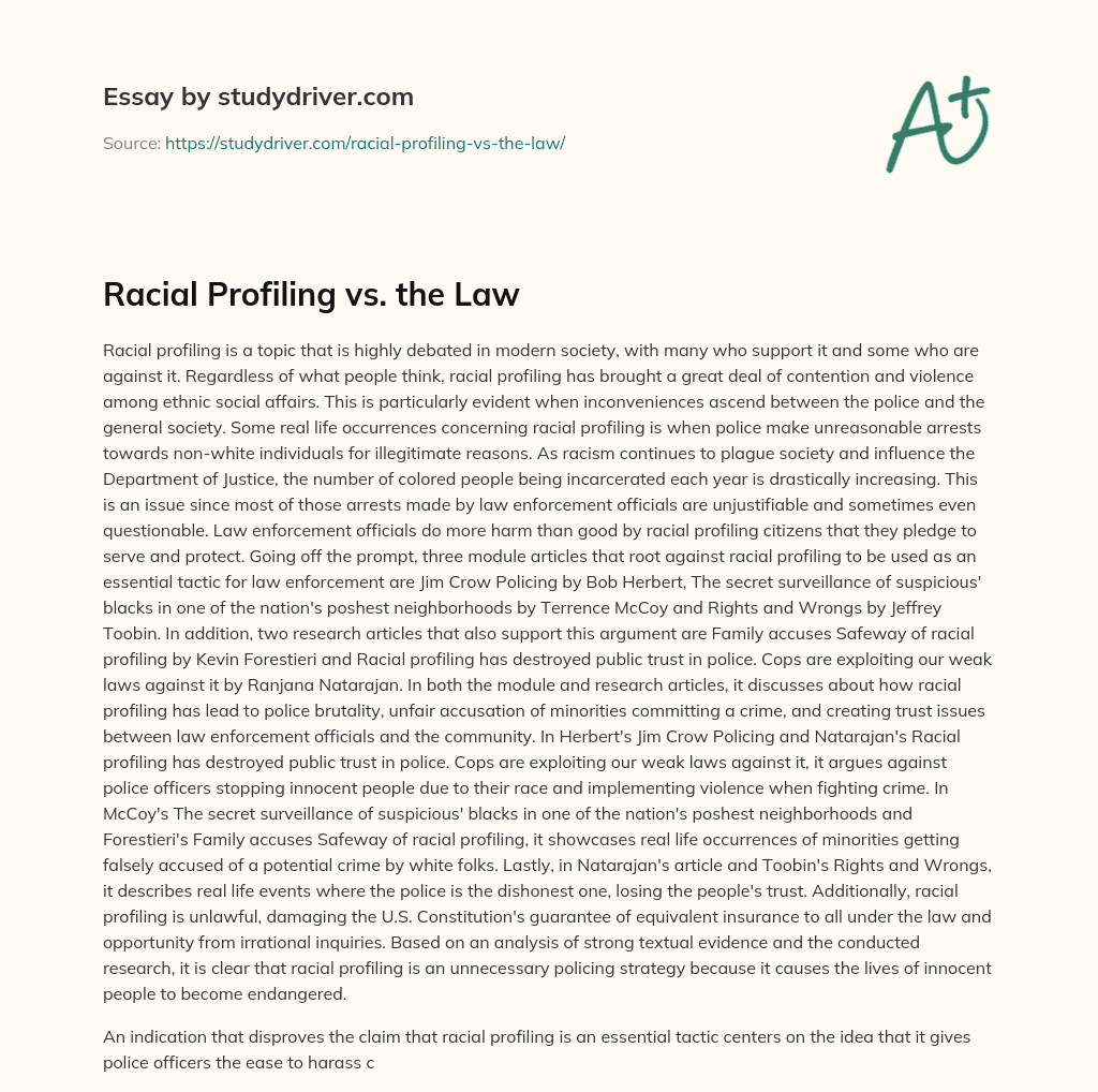 Racial Profiling Vs. the Law essay