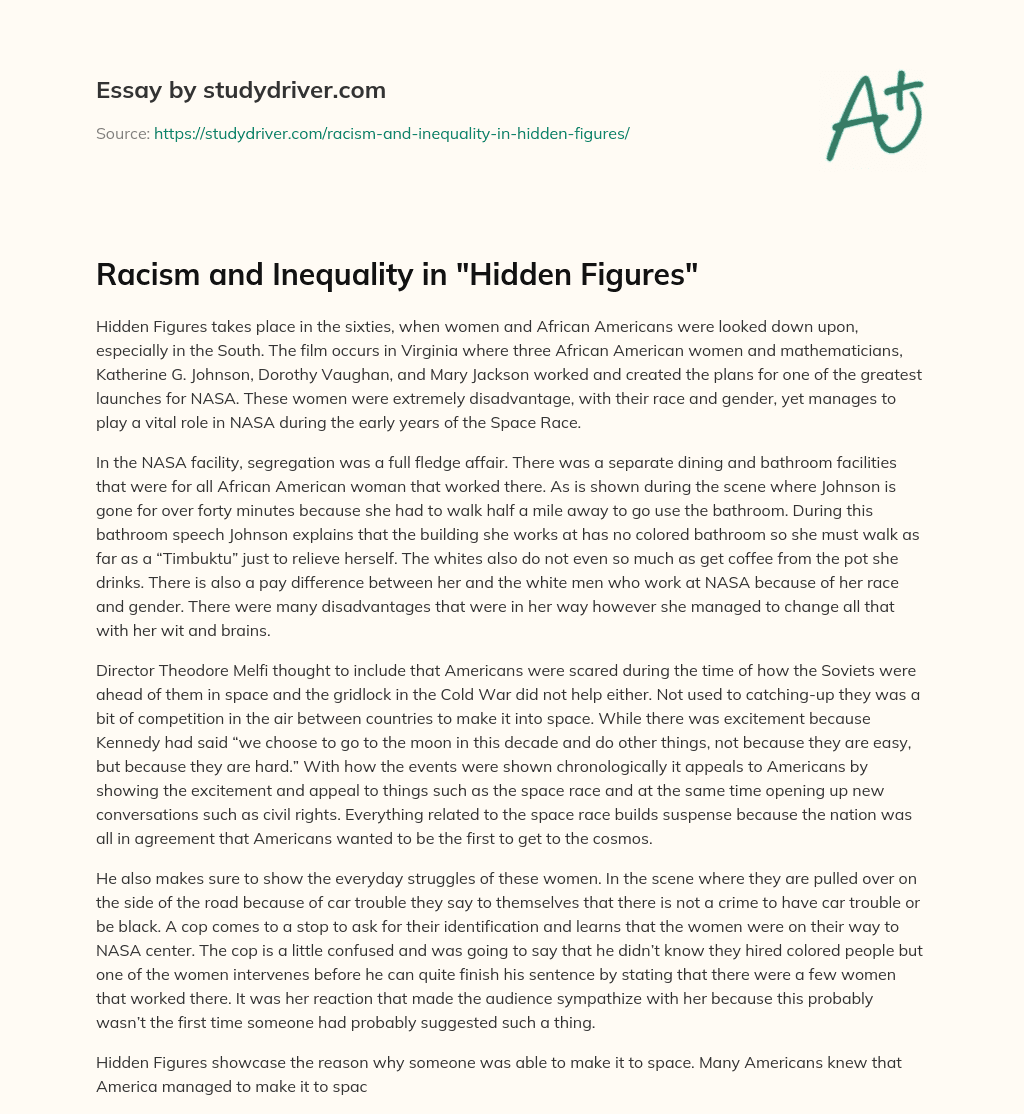 Racism and Inequality in “Hidden Figures” essay