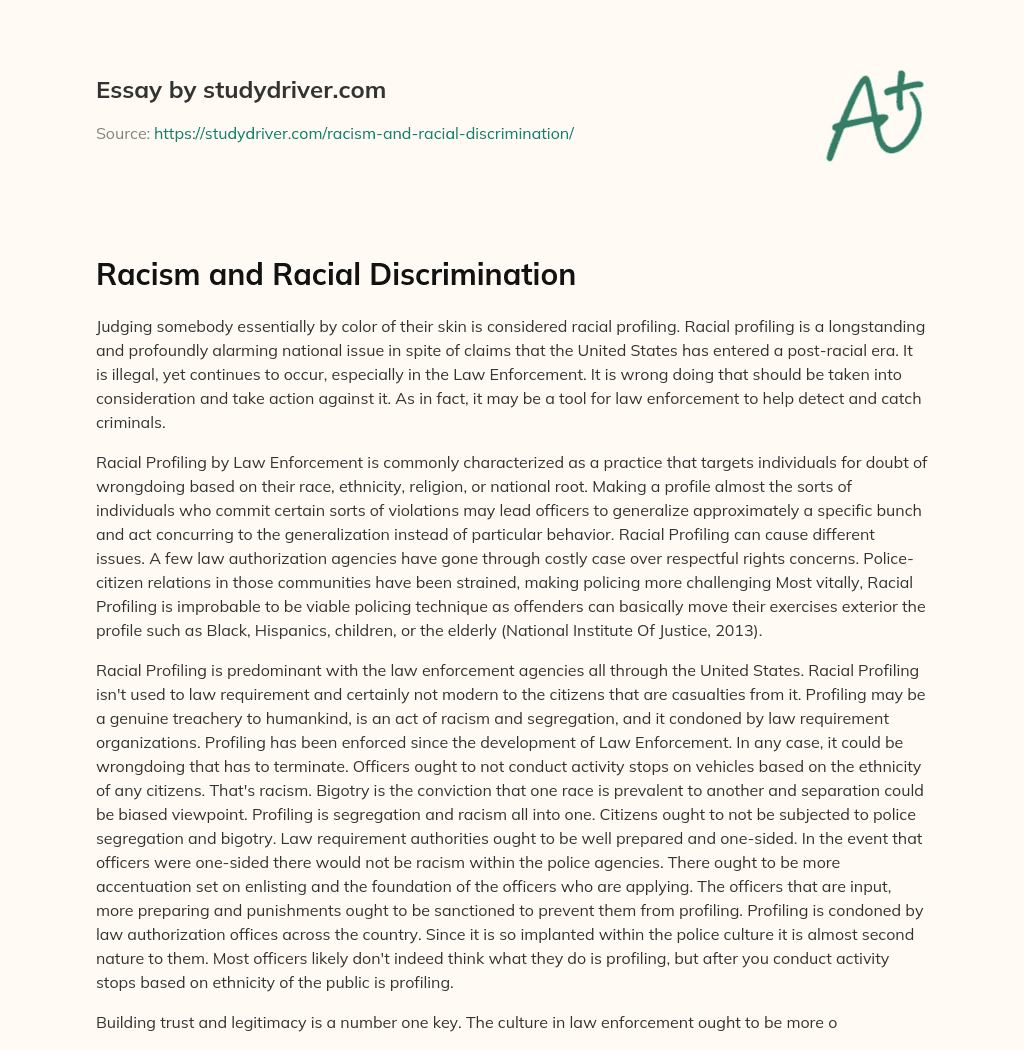 Racism and Racial Discrimination essay