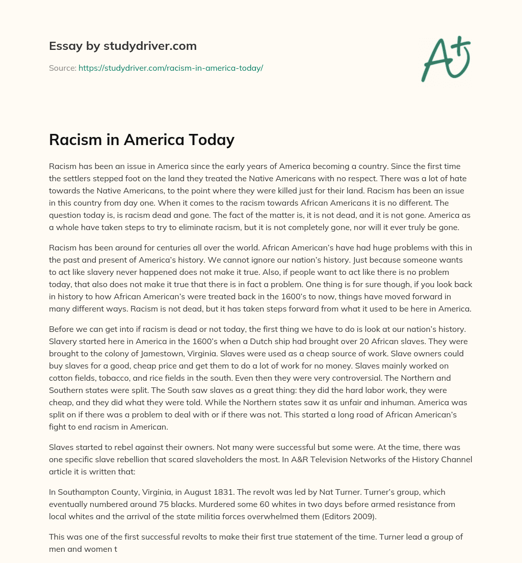Racism in America Today essay