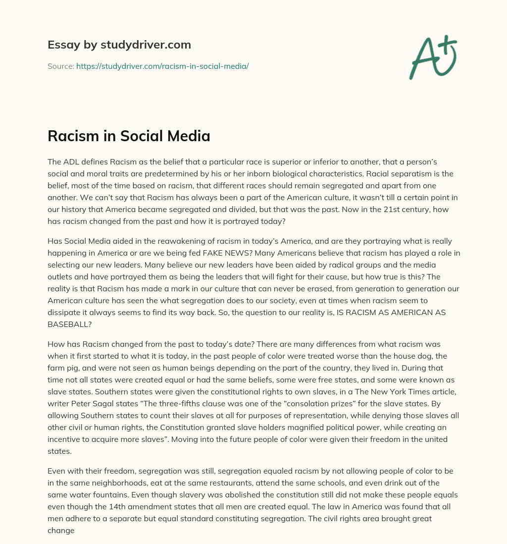 Racism in Social Media essay