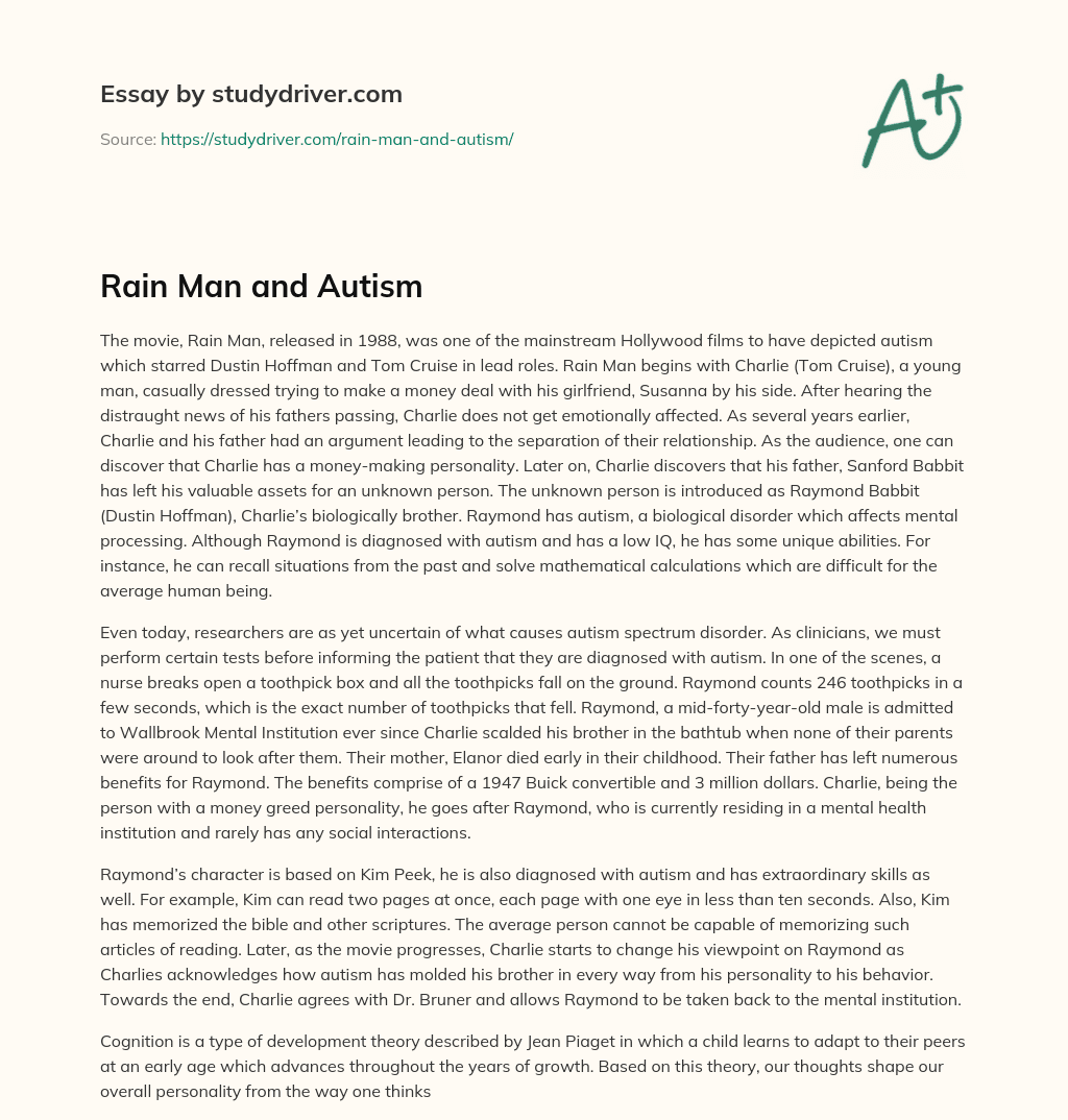 Rain Man and Autism essay