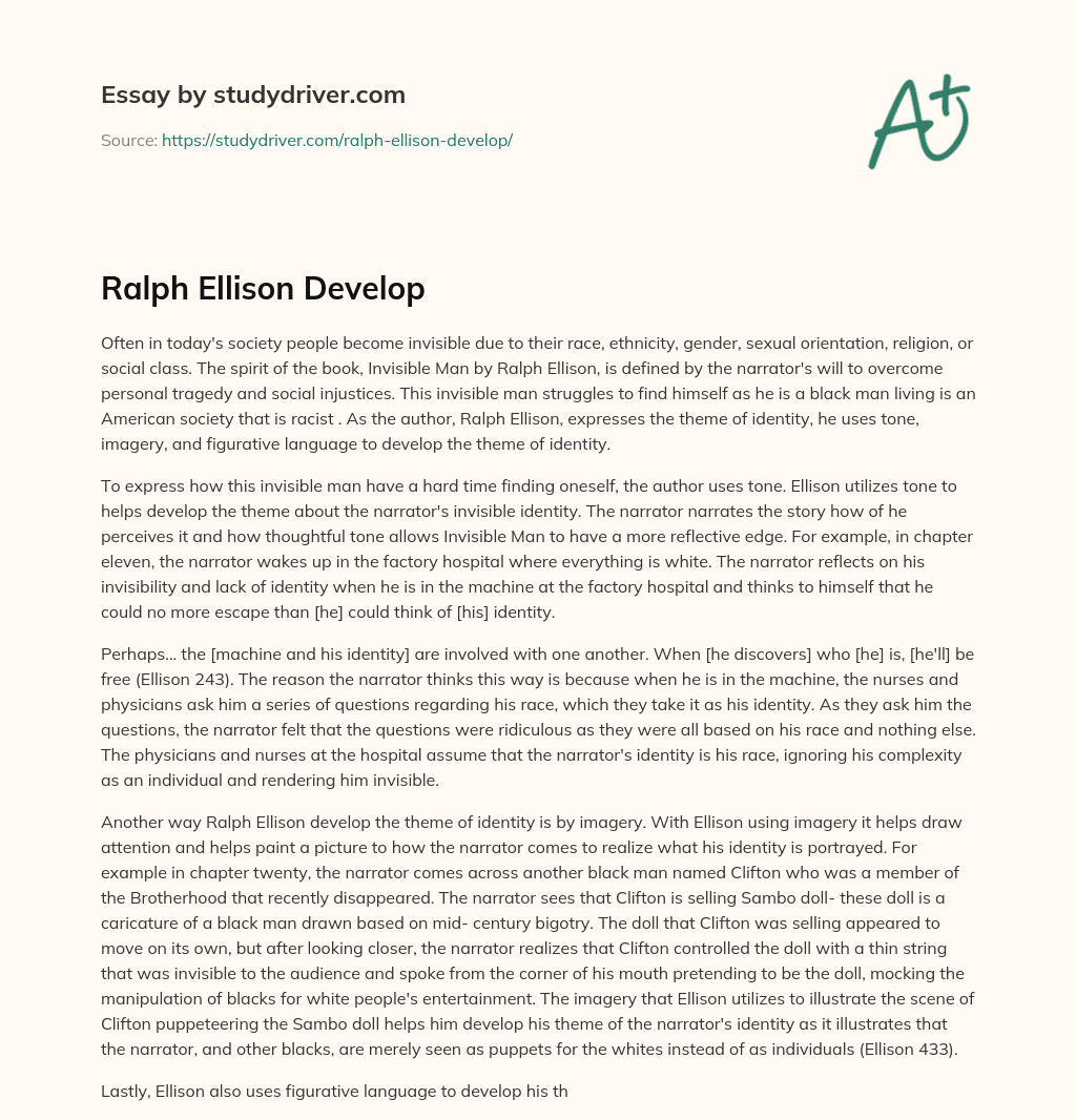 Ralph Ellison Develop essay