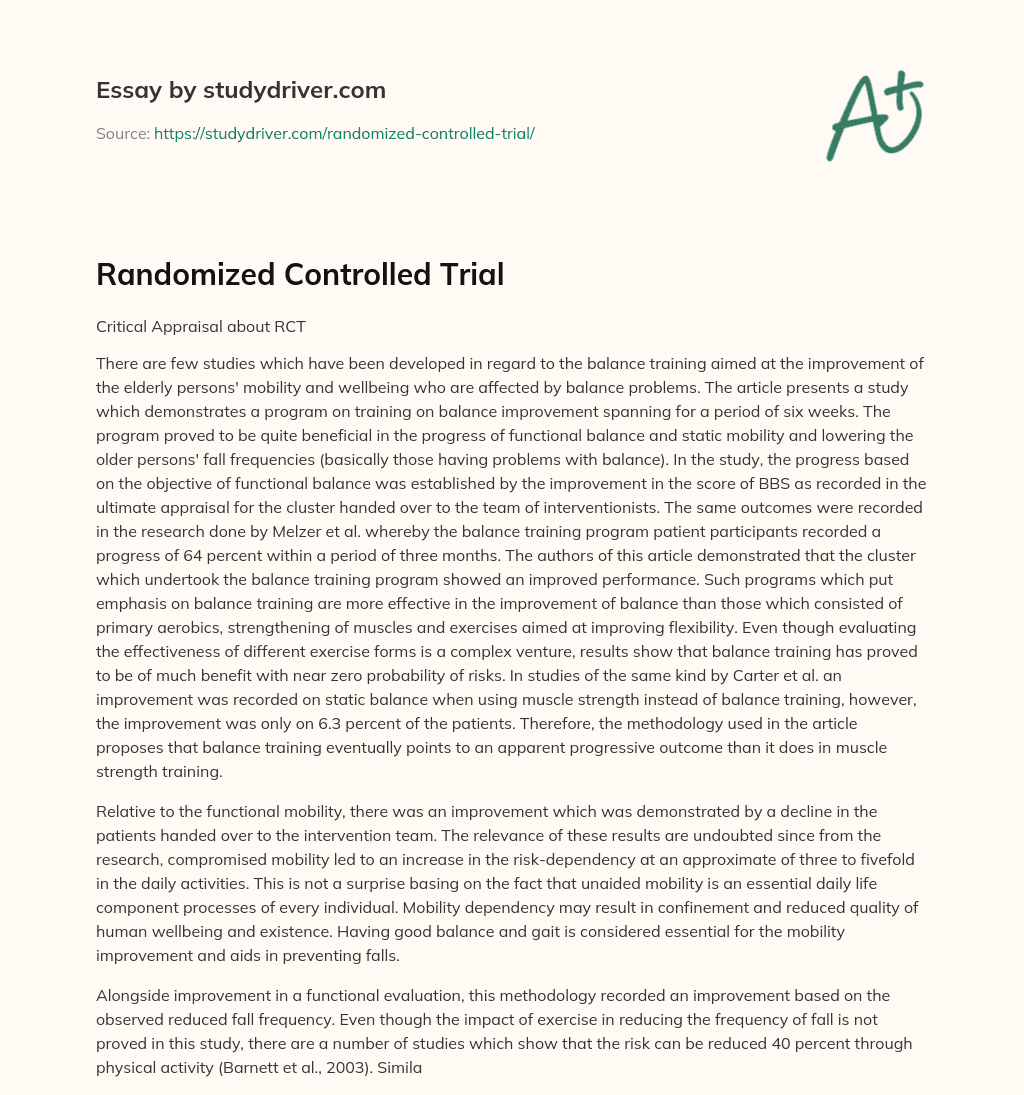 Randomized Controlled Trial essay