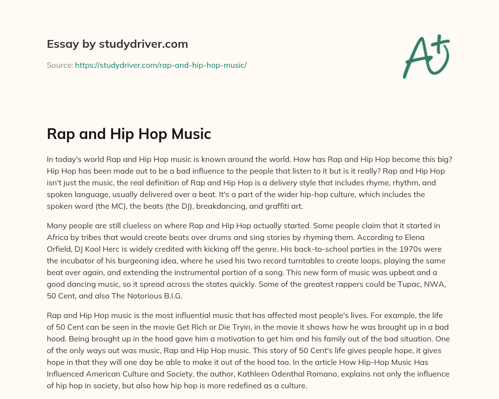 Rap and Hip Hop Music essay