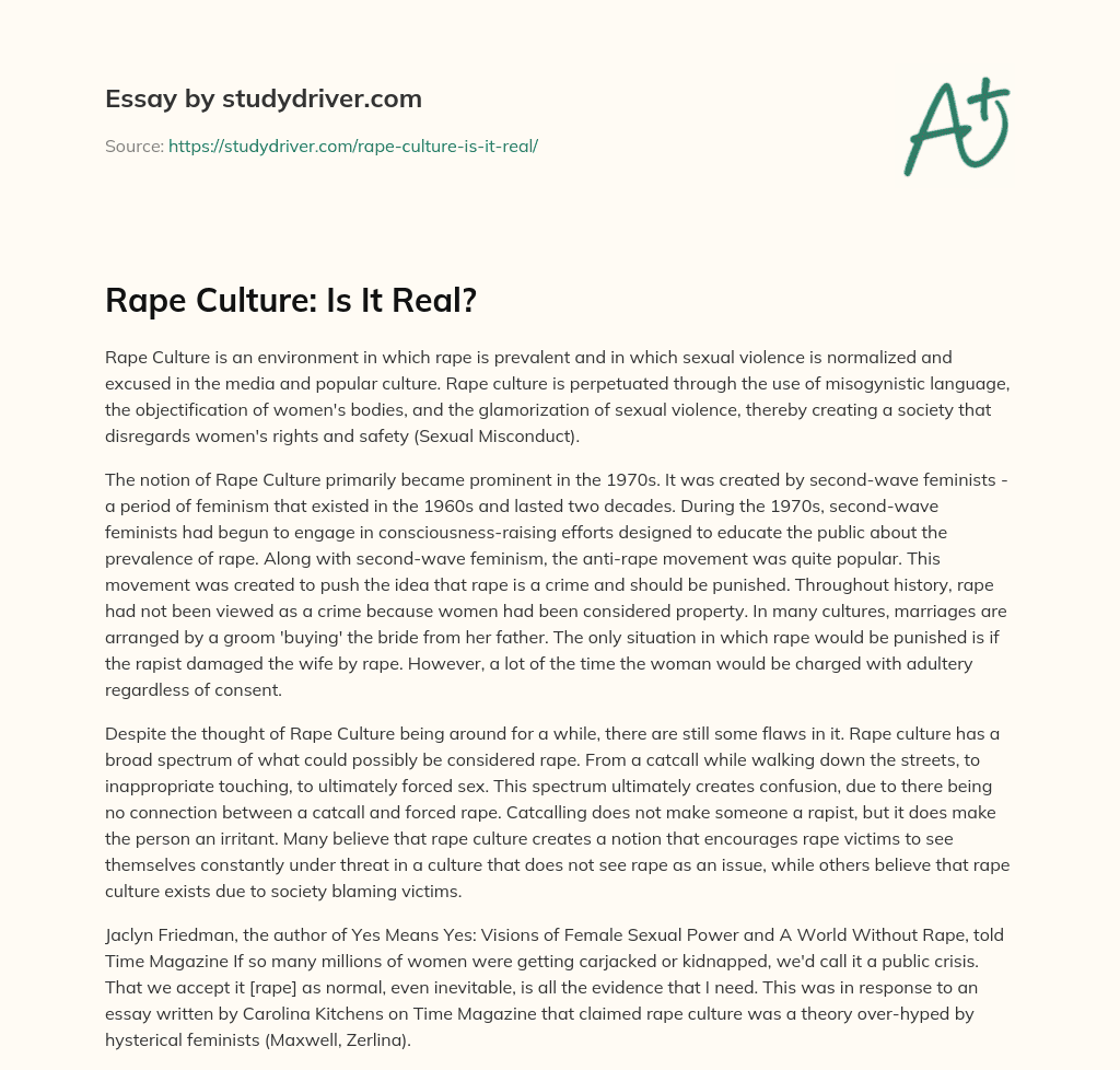Rape Culture: is it Real? essay
