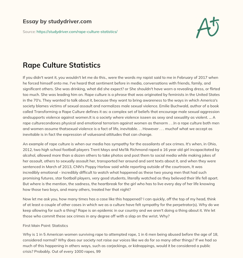 Rape Culture Statistics essay