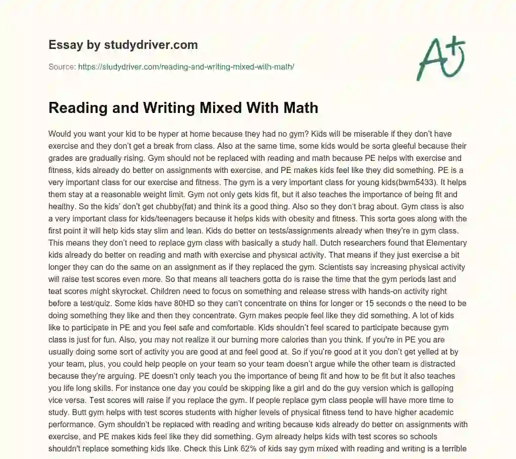 Reading and Writing Mixed with Math  essay