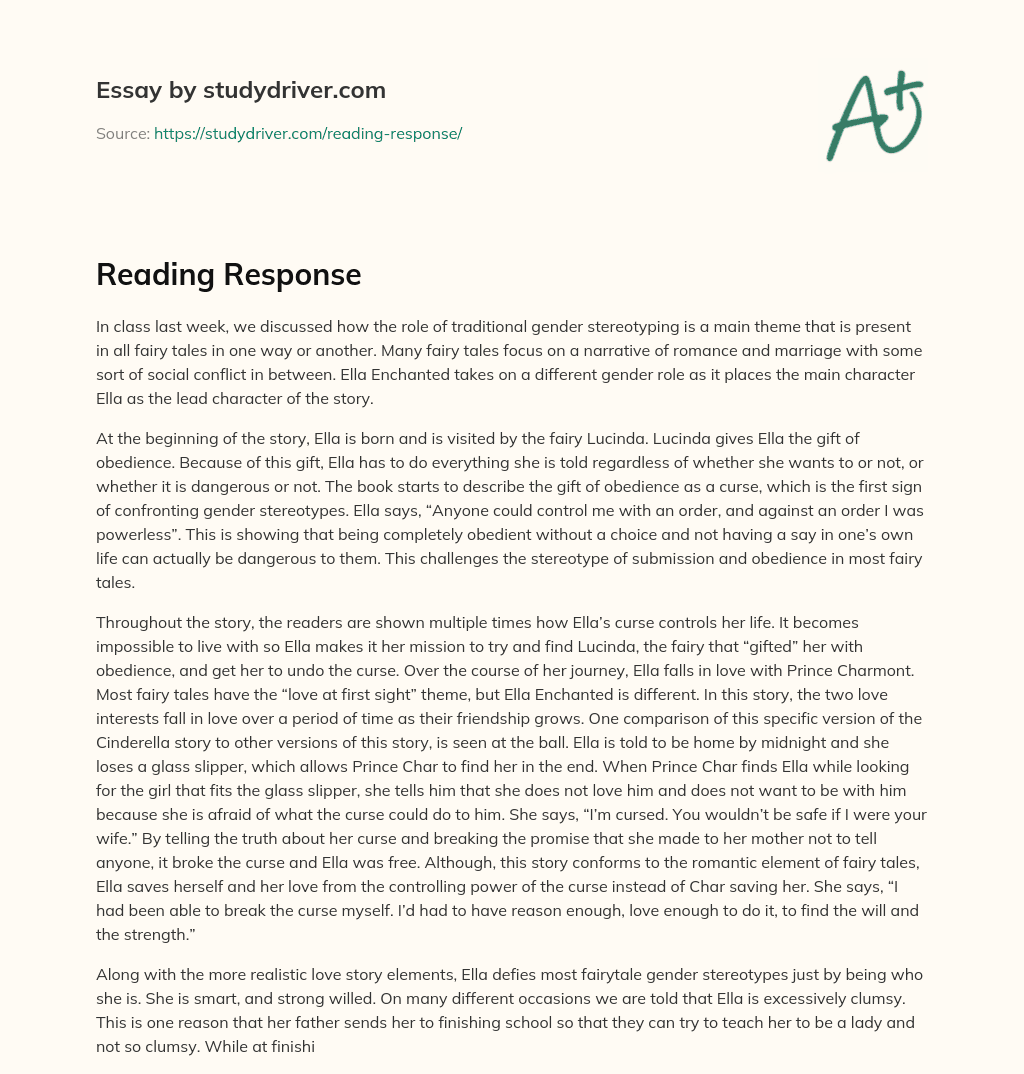 Reading Response essay