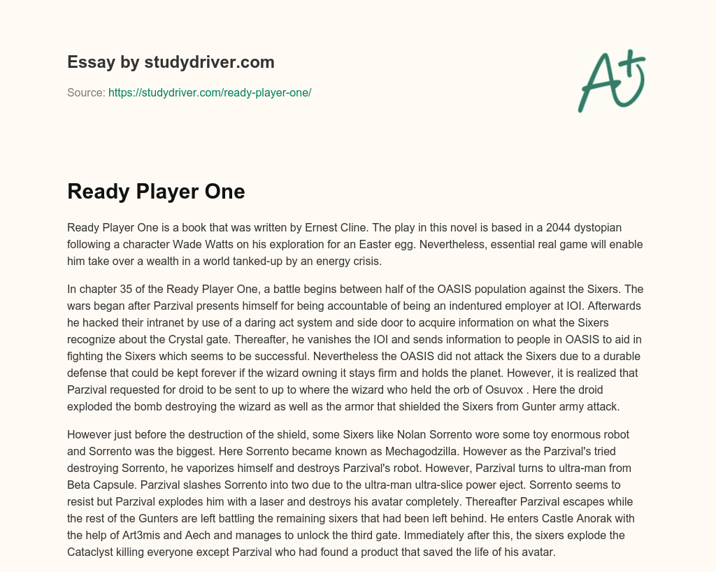 Ready Player One essay
