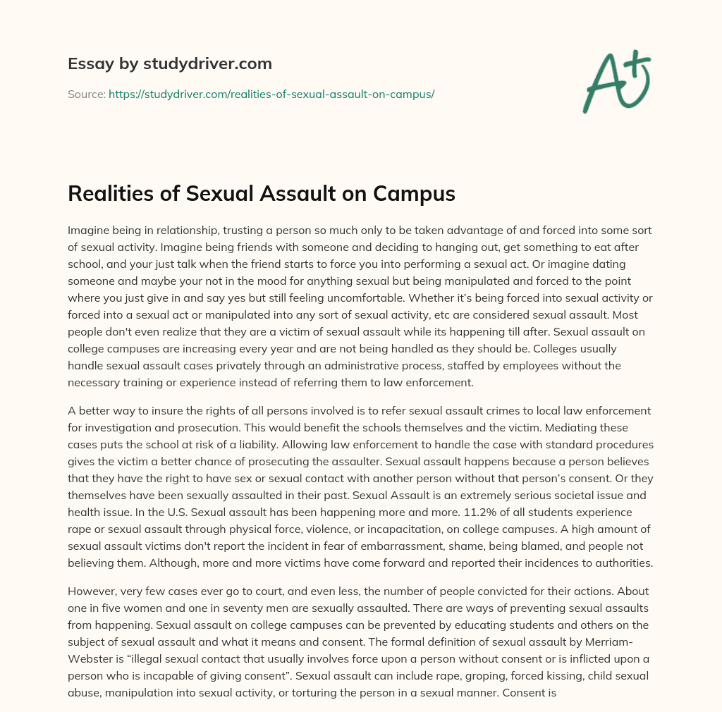 Realities of Sexual Assault on Campus essay