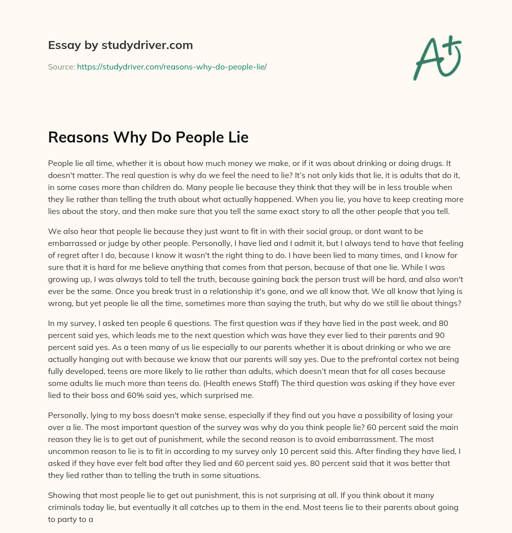 Reasons why do People Lie essay