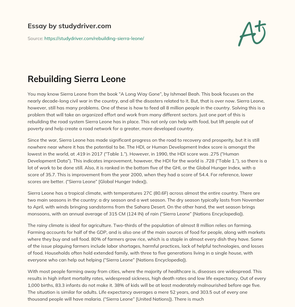 Rebuilding Sierra Leone essay
