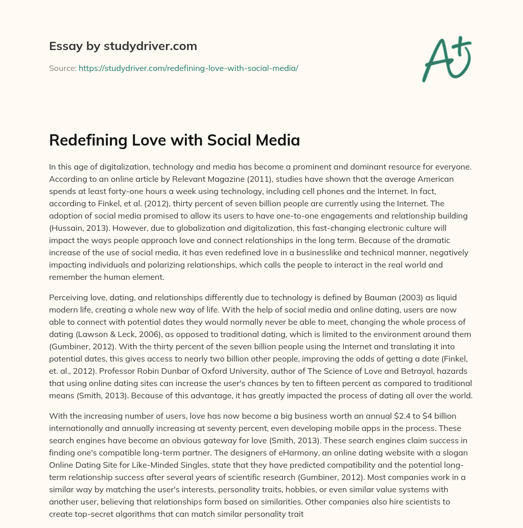 Redefining Love with Social Media essay