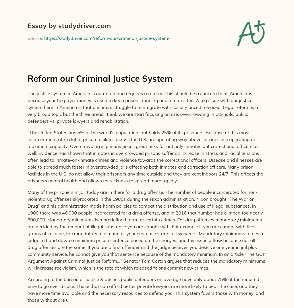 Reform our Criminal Justice System essay