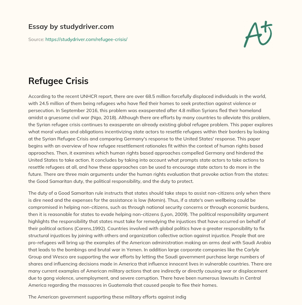 Refugee Crisis essay