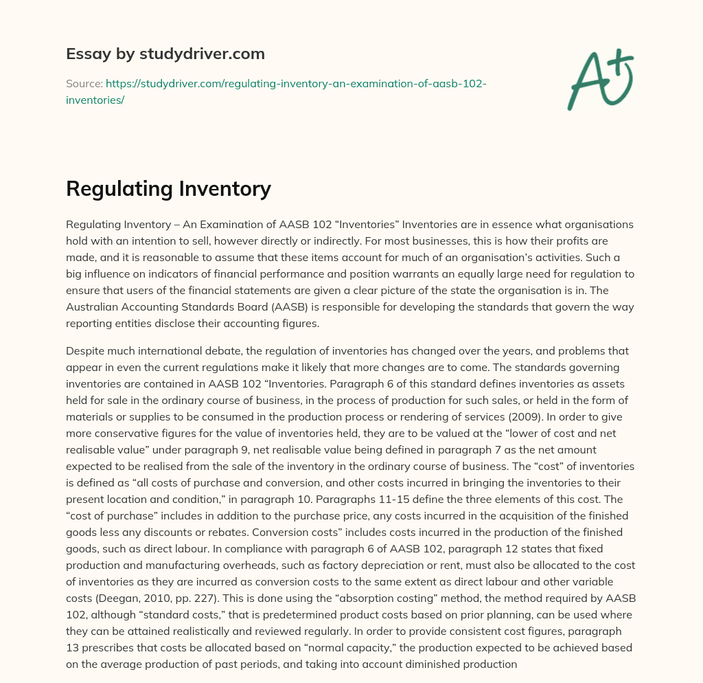 Regulating Inventory essay