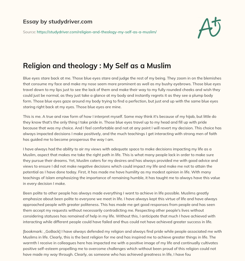 Religion and Theology : my Self as a Muslim essay