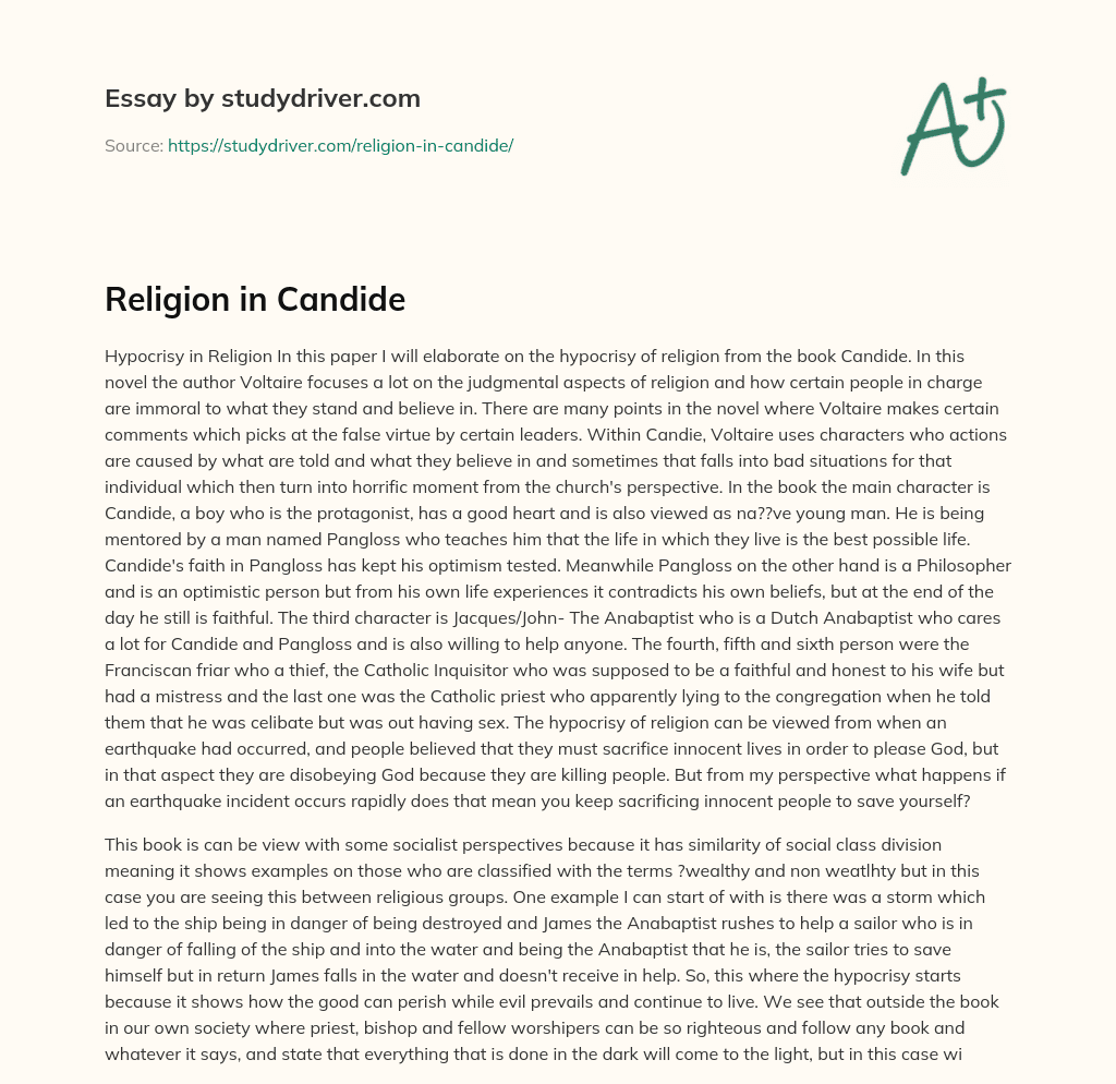 Religion in Candide essay