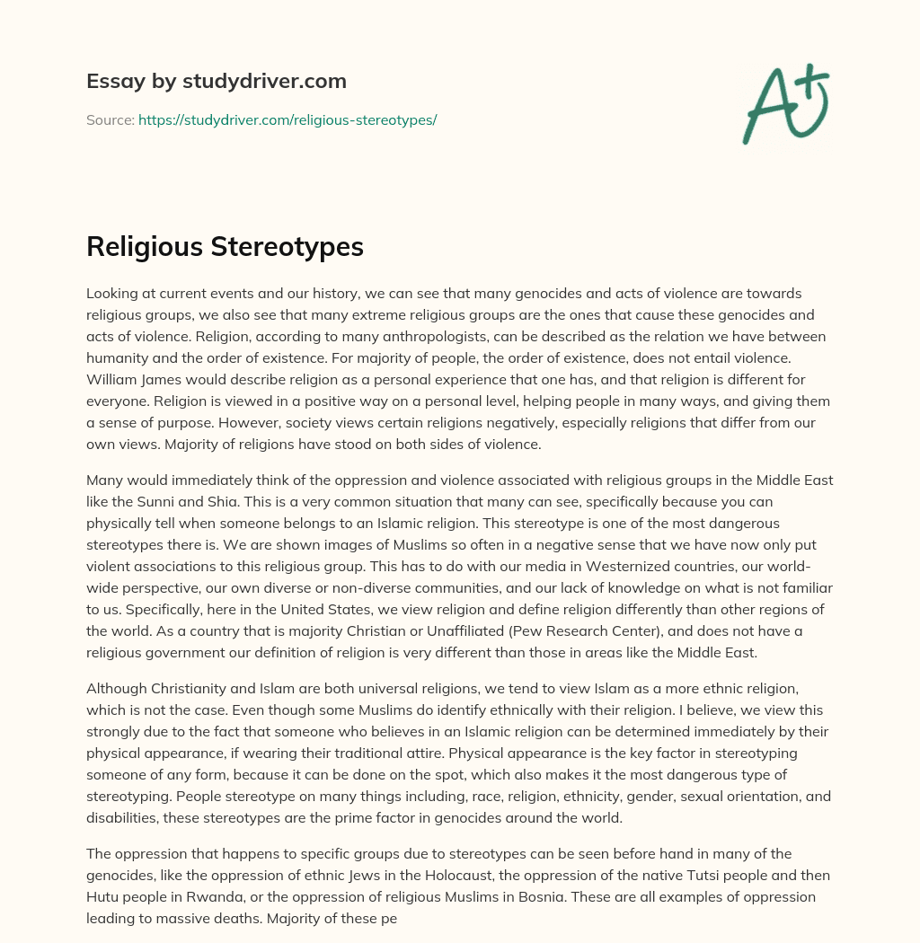 Religious Stereotypes essay