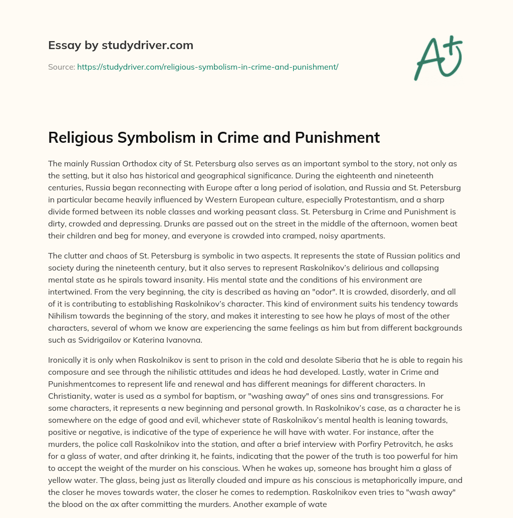 Religious Symbolism in Crime and Punishment essay