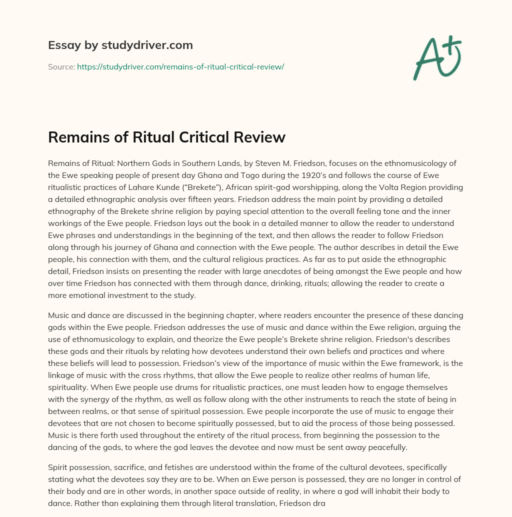 Remains of Ritual Critical Review essay